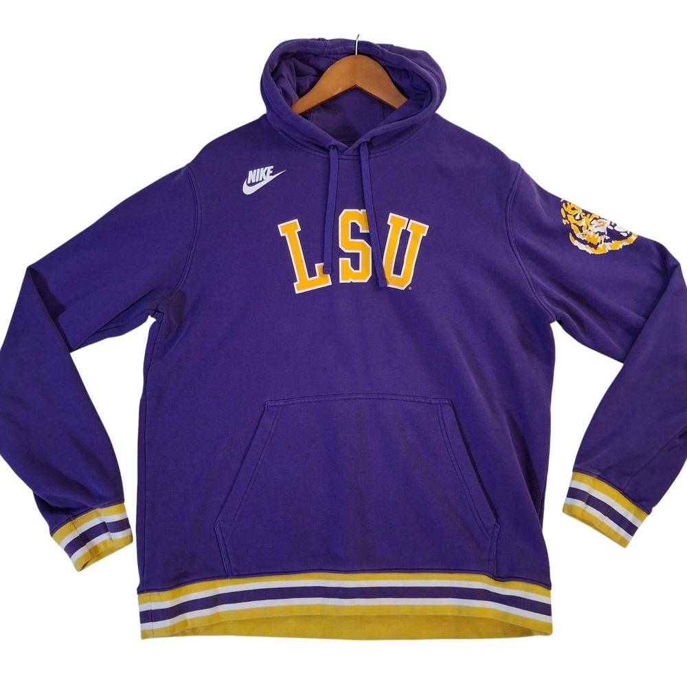 LSU Tigers Nike Hoodie Men's Large‎ Purple NCAA Football Sweatshirt